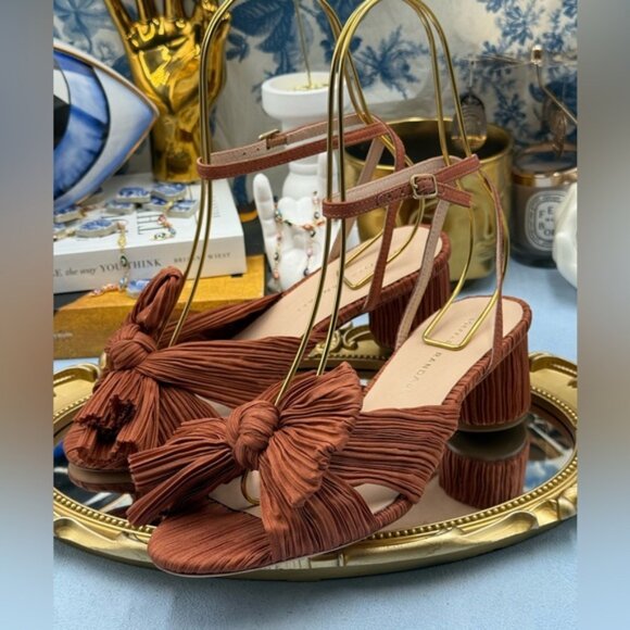 🆕 LOEFFLER RANDALL 🧿 NWOT Dahlia Terracotta Pleated Bow Mid Heel, Sz 7 - Picture 9 of 15